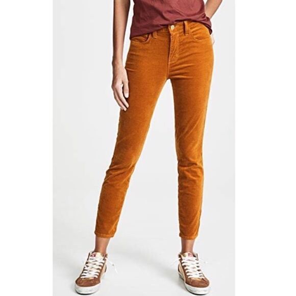 L'Agence Margot Velvet Skinny Ankle Pants Gold Mustard - Picture 13 of 13